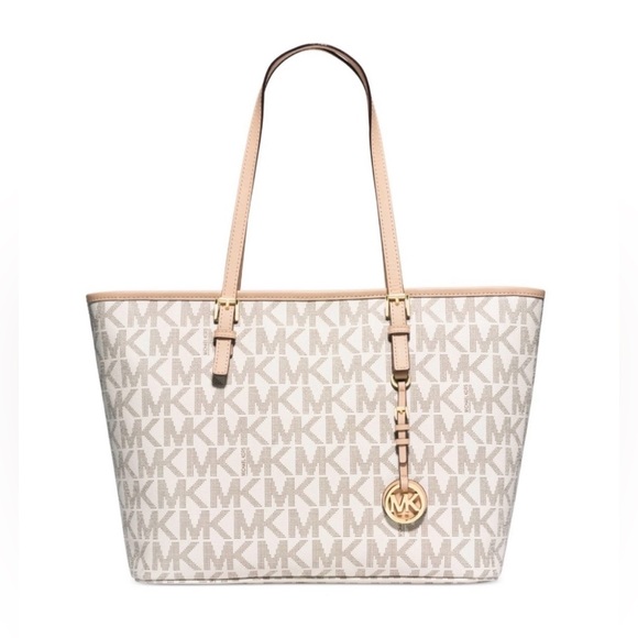 **SOLD** Michael Kors Vanilla Monogram Jet Set Travel Tote - Picture 14 of 14